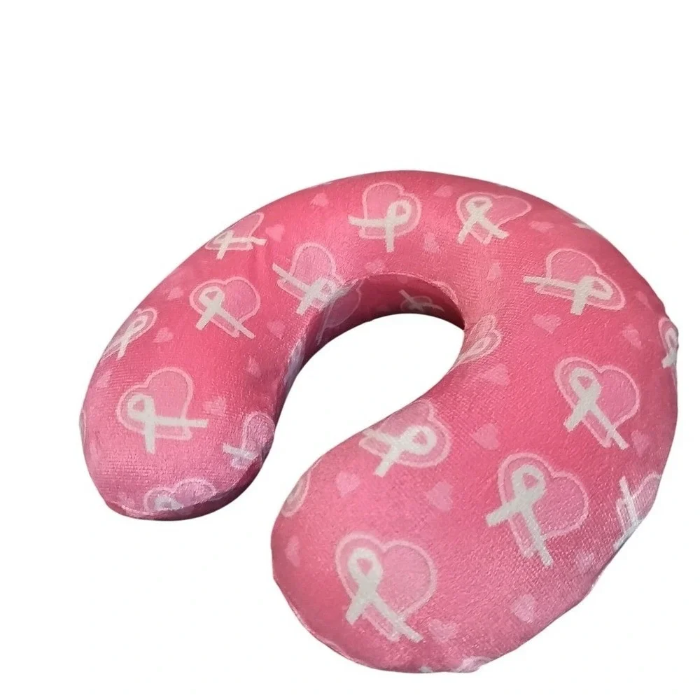 Life Is Soft Memory Foam Travel Pillow Pink Breast Cancer Awareness Ribbon Print